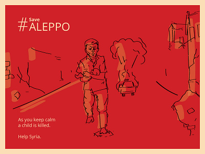 Help Syria Poster art child creative design flat illustration poster red save social syria war