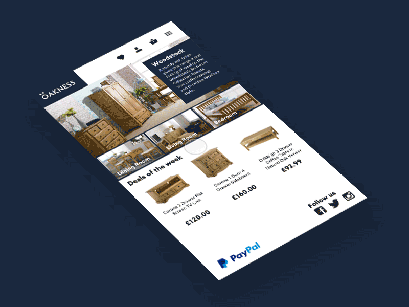 Oakness mobile prototype ecommerce principle