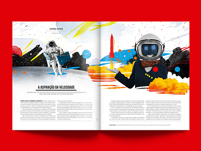 Illustration — Airborne astronaut colagem collage editorial editorial design halftone illustration ilustração rocket