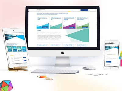 Responsive micro-site colourful corporate dashboard homepage interactive microsite responsive triangles ui ux website