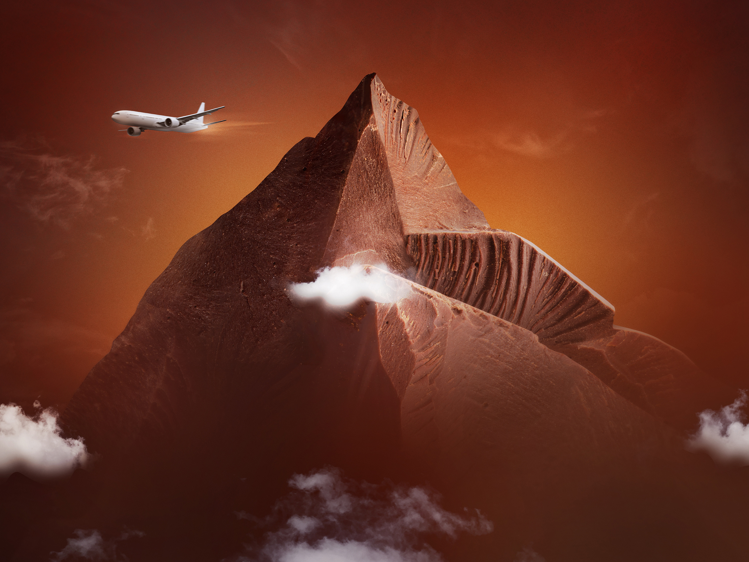 Chocolate Mountain ad brown chocolate mountain photo photomanipulation scene