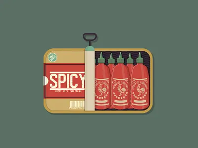 Sriracha Sardine Tin adobe illustrator flat flat illustrator graphic design ideas illustration sriracha tin vector