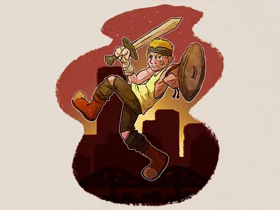 Gruff n' Tough Warrior city gruff rough sheild sword tough trash warrior