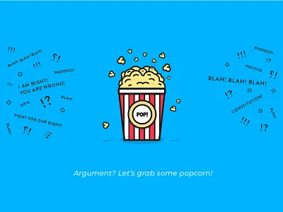 Popcorn argue argument blah blue fight grabs popcorn mad noise popcorn