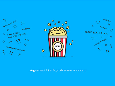 Popcorn argue argument blah blue fight grabs popcorn mad noise popcorn