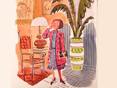 Odd Interior gouache interior painting sketchbook watercolor