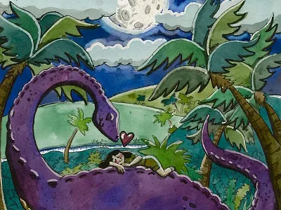 Dino Love book art childrens art concept design dinosaurs drawing free hand illustration mixed media painting watercolor