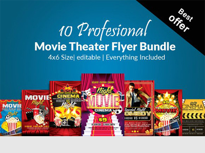 10 Movie Theater Flyer Bundle 10 movie theater flyer bundle agency blue business business corporate agency flyer business flyer clean company