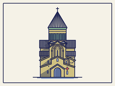 Svetitskhoveli Cathedral agency building cathedral cities city country cross designguide georgia icon iluustration landmark lineart mtskheta ortodox svetitskhoveli