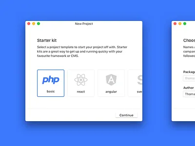 New Project app desktop mac macos osx wizard