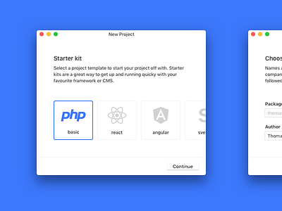 New Project app desktop mac macos osx wizard