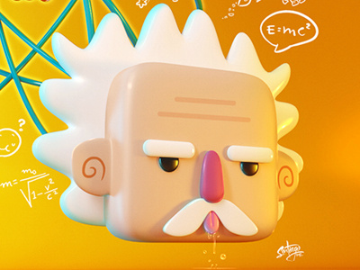 einstein 3d characterdesign cinema4d design einstein illustration modelling nice photoshop science