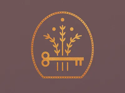 Flower Crest badge brand circle clean flower gold illo key logo mark plant texture