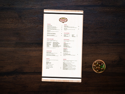 Menu food menu print