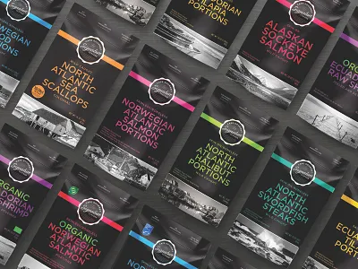 Cape Gourmet Signature Seafood Packaging Varieties black black and white branding cape gourmet design graphic design logo design packaging packaging design seafood seal waves