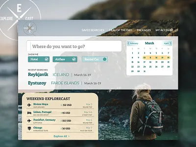 Explorecast Homepage 003 dailyui homepage travel ui ui design ux ux design web