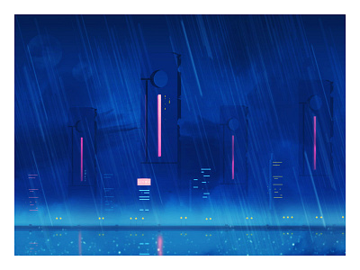 Monoliths dystopian future illustration landscape monlith neon sci fi