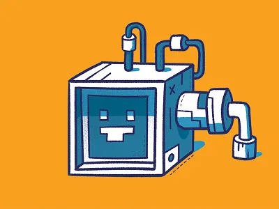 Hydraulic Computer cartoon children computer funny illustration vector