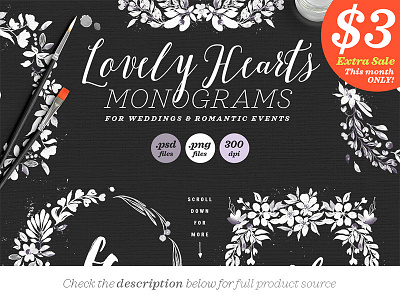 Lovely Hearts Monograms V black branding chalk dust event floral inspiration logo monogram wedding white wreath