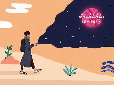 2x Dribbble invites invite，illustration