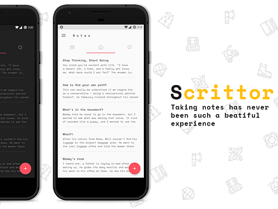 Scrittor Android App android app branding google music notes play record ui userinterface vinyl