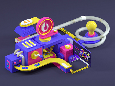 My creative processing plant 3d illustration