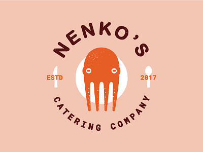 Nenko's Catering Company Logo fork identity illustration logo octopus