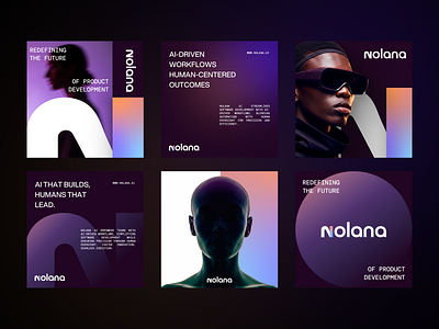 Brand Identity for AI Startup ai brand brand identity branding design gradient instagram logo post purple social startup template visual