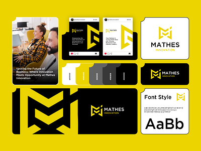 Mathes Innovation abstract brand identity branding bussines creation logo graphic design innovation logo logo brand logo concept logo m m m logo minimalist ui yellow yellow color