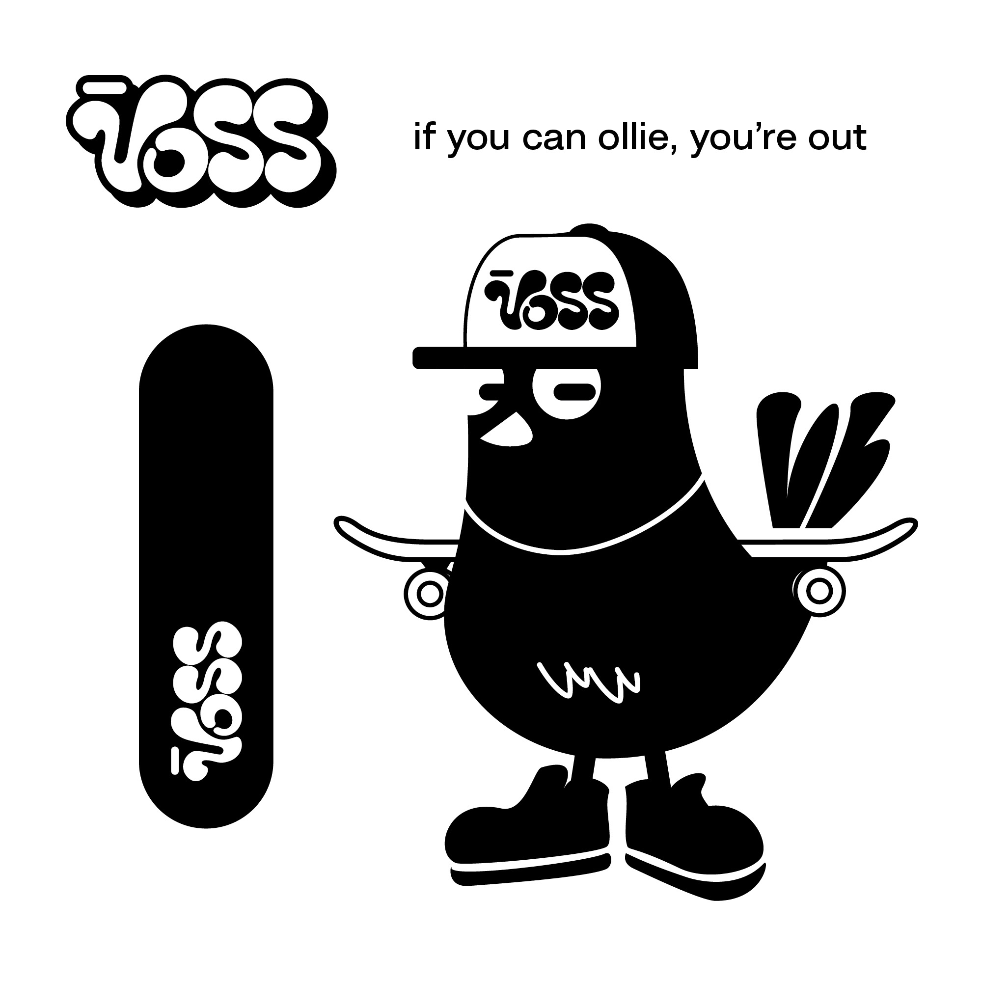 very okay skaters squad (voss) branding brandmark illustration lettering logo logotype skateboard wordmark