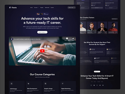 IT Academy Website courseplatform darkmodeui darktheme educationplatform elearning futureskills graphicdesigncourse itdevelopment ittraining learningplatform learnonline onlinecourses onlinelearning startupdesign techacademy techcareer techeducation techskills techtraining