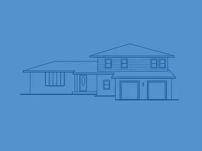 Grandpa's House architecture blue flat house illustration line simple vector