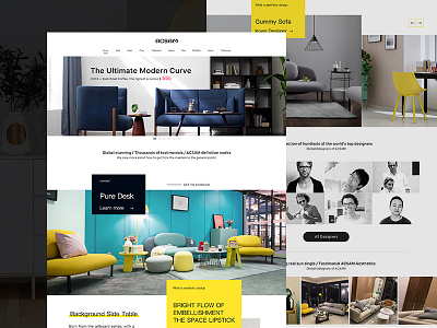 A furniture website chair design detail furniture landing page scandinavian ui web