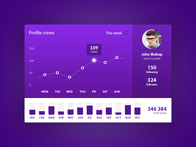 User Profile Page UI/UX Design colors dashboard design gradient graph interface profile purple ui user ux views