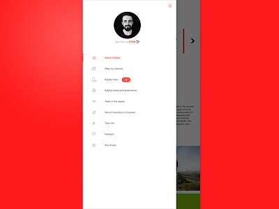 Mobile side menu for touristic app app mobile side menu touristic travel