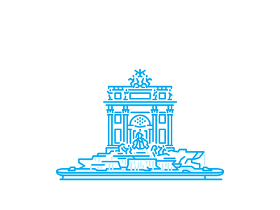 Trevi Fountain baroque city fountain landmark line monoline monument rome trevi