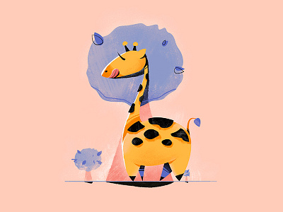 Hide and seek, giraffe version giraffe hide and seek illustration kid tree