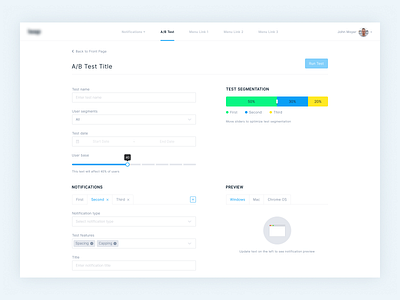 A/B Testing Dashboard ab test dashboard interface statistics stats task ui ux