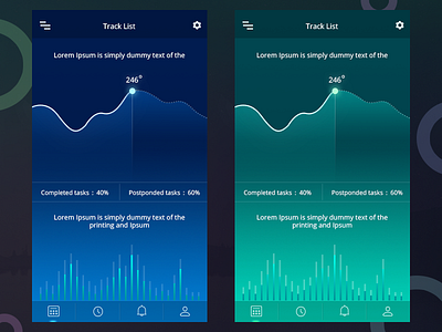 Daily UI Challenge blue glow gradient graph green list track tracklist