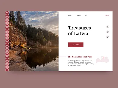 landing page concept for Treasures of Latvia concept landing page latvia nature travel ui ux website