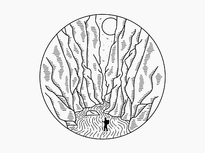 The Narrows - Zion National Park adventure badge badgedesigns hills lineart mountain simple the narrows trees tshirt zion national park