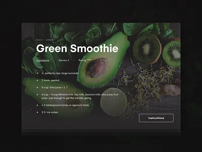 Green Smoothie avocado card dark green kiwi notwip recipe smoothie ui wip