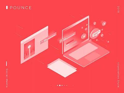 Social Media illustration laptop macbook social style vector website