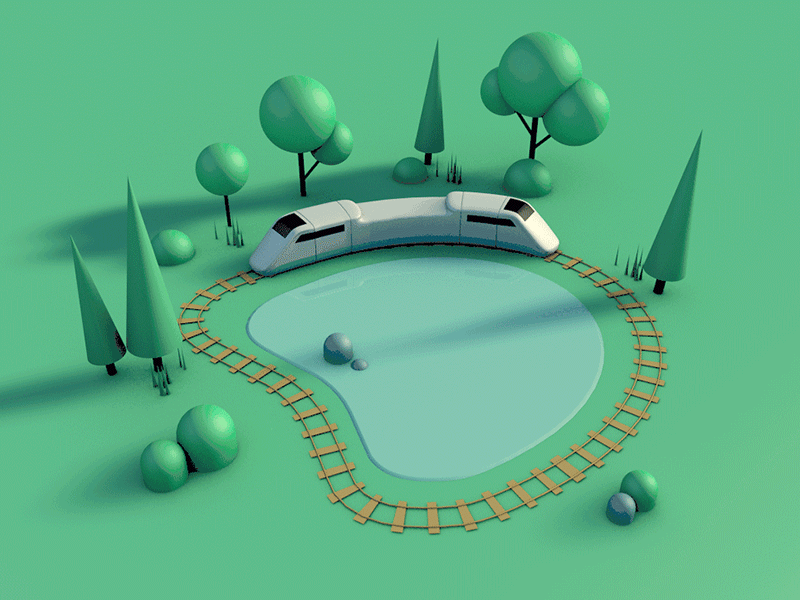 Cartoon train c4d