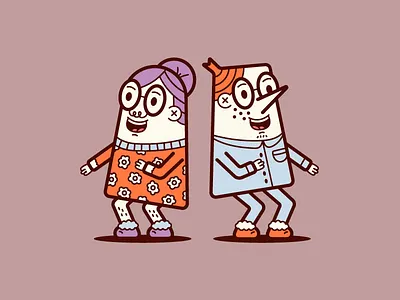 Style & Colour Experiment 1950s cartoon dancing elderly line art old people retro seniors