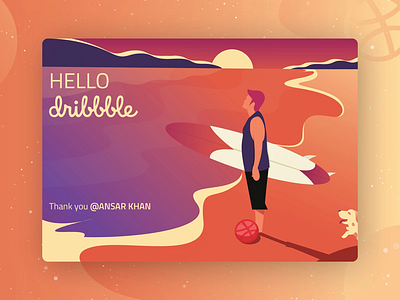 Hello Dribbble debut hello dribbble illustration sunset