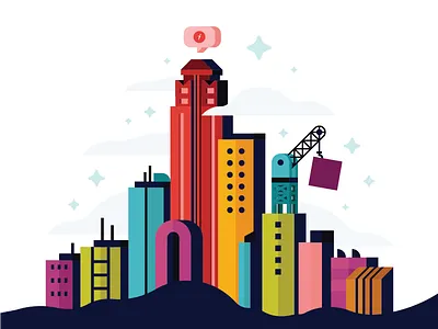 Be More With iQor building business care city clouds color crane development earn grow learn stars