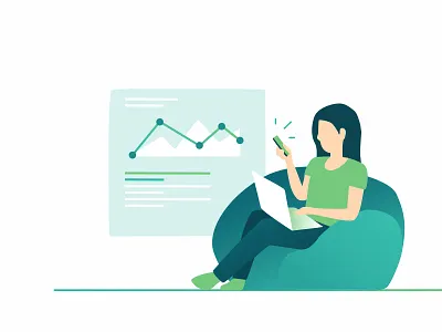 Enjoy Hard Work artist characters chart cloud coding design enjoy hard work girl illustration inspiration laptop relax