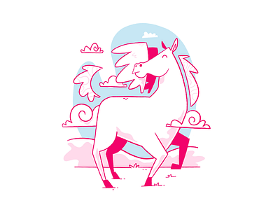 Flying horsey fun blake stevenson character design clouds cute horse illustration jetpacks and rollerskates magic pegasus