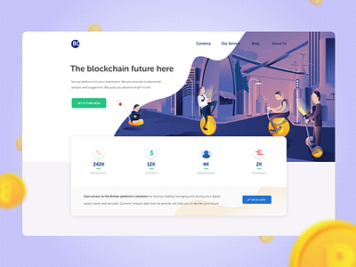 Blockchain Landing Page Interface Design bitcoin blockchain cryptocurrency illustration landing page